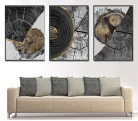 现代烁金水墨金色年轮木纹装饰画