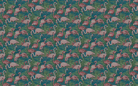 手绘西洋画热带雨林火烈鸟