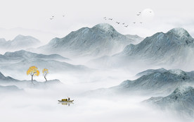 意境水墨山水画