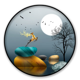 圆形画 石来远转