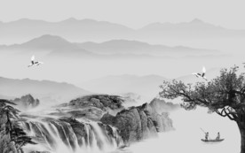 别墅 唯美中式山水 TIF分层