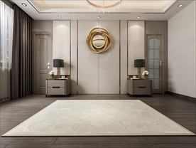 现代卧室背景墙3D场景空景