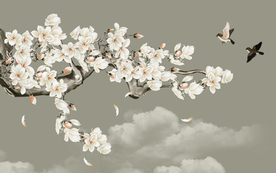 花鸟壁纸花鸟壁画花鸟屏风画背景