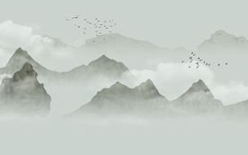 新中式水墨山水背景墙