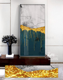 炼金抽象金箔玄关装饰画