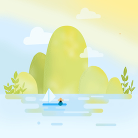 手绘扁平渐变风插画