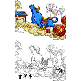 牛年中国风国潮插画