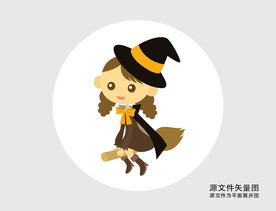 卡通小魔女插画图标