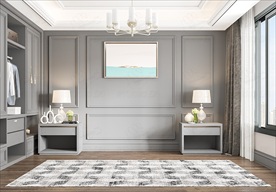 现代极简卧室背景墙空景效果图