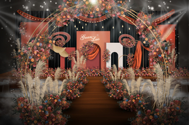 红橙色婚礼仪式区