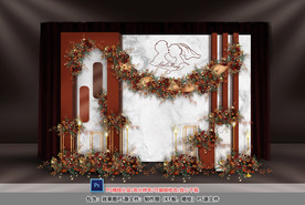 红白色系婚礼迎宾区