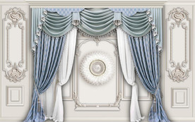 北欧风3D石膏窗帘电视背景墙