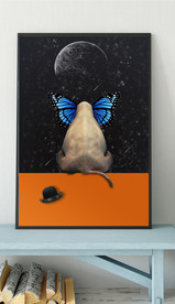 北欧风桔色大象儿童房装饰画