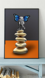 北欧风桔色大象儿童房装饰画