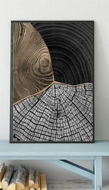 现代烁金水墨金色年轮木纹装饰画