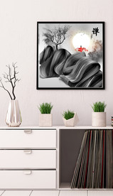 新中式抽象水墨禅僧山水装饰画