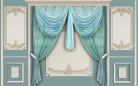 北欧风3D石膏窗帘电视背景墙