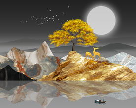 抽象山水电表箱晶瓷画