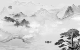 客厅高档灰色山水 TIF分层