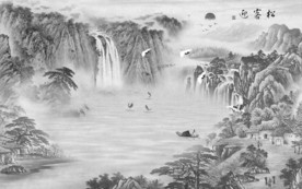 国画高档灰色山水 TIF分层
