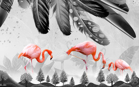 火烈鸟大气新装饰画 TIF分层