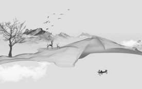 线条灰色新款山水 TIF分层