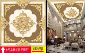 欧式金属花纹天空天顶壁画