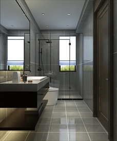 现代灰色系卫生间模型