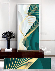 绿色立体线条玄关装饰画