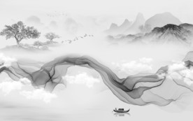 线条灰色别墅山水 TIF分层