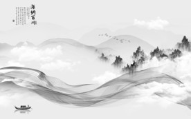 客厅灰色别墅山水 TIF分层