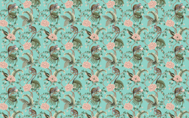 手绘欧式中世热带雨林动物背景