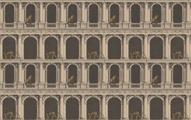 手绘欧式建筑猴子背景