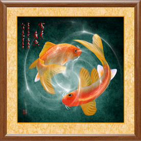 原创高清鲤鱼富贵有鱼装饰画