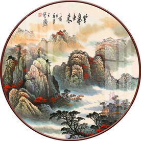 新中式紫气东来圆形装饰画