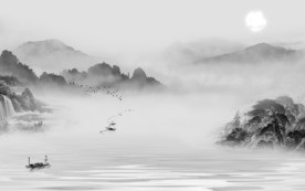 新品中式灰色山水 TIF分层