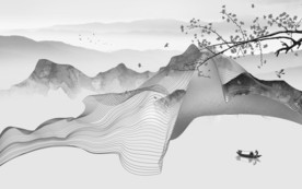 大气中式灰色山水 TIF分层