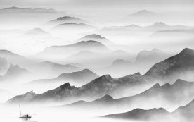 高端灰色中式山水 TIF分层