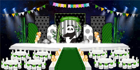 大熊猫儿童生日美陈舞台效果图