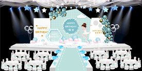 芭蕾女孩儿童生日美陈舞台效果图