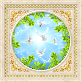 金属花纹天空椰树天顶壁画