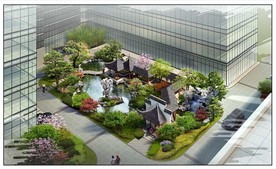 中式小游园景观效果图