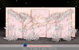 粉色婚礼迎宾区