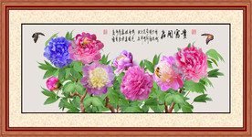 原创高清牡丹花开富贵装饰画