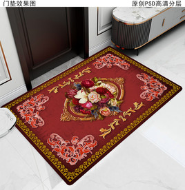 花开富贵欧式入户地垫