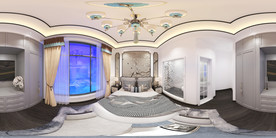 新中式卧室全景效果图