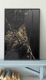 现代抽象金色烁金几何油画装饰画