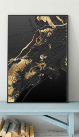 现代抽象金色烁金几何油画装饰画