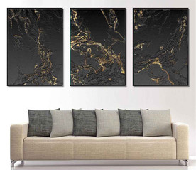 现代抽象金色烁金几何油画装饰画