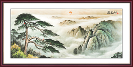 迎客松黄山迎客松国画迎客松